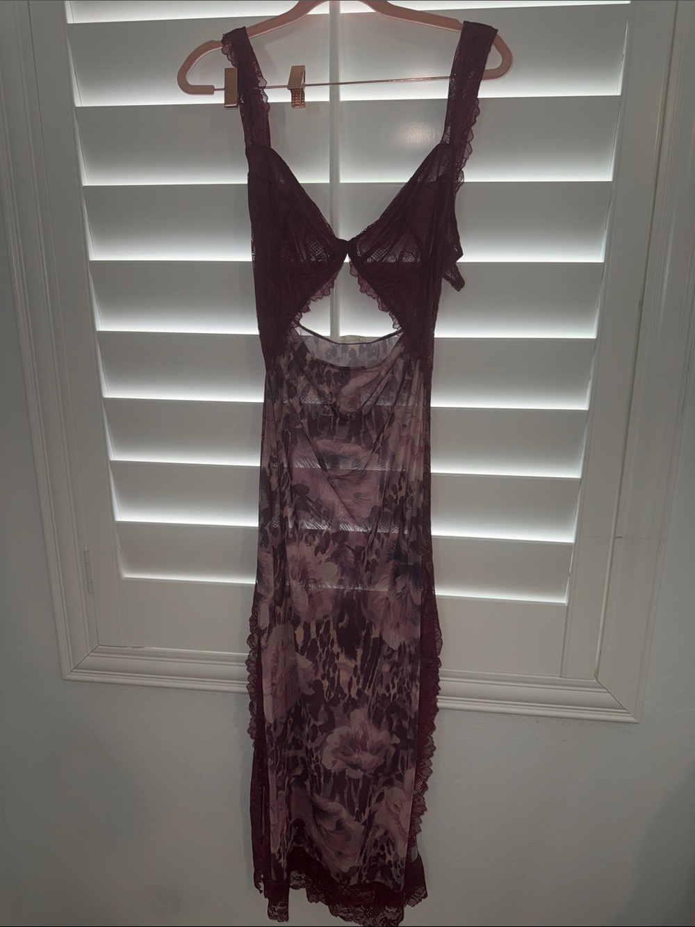 Free People Amaranth Combo Sheer Floral Slip - Purple Tones